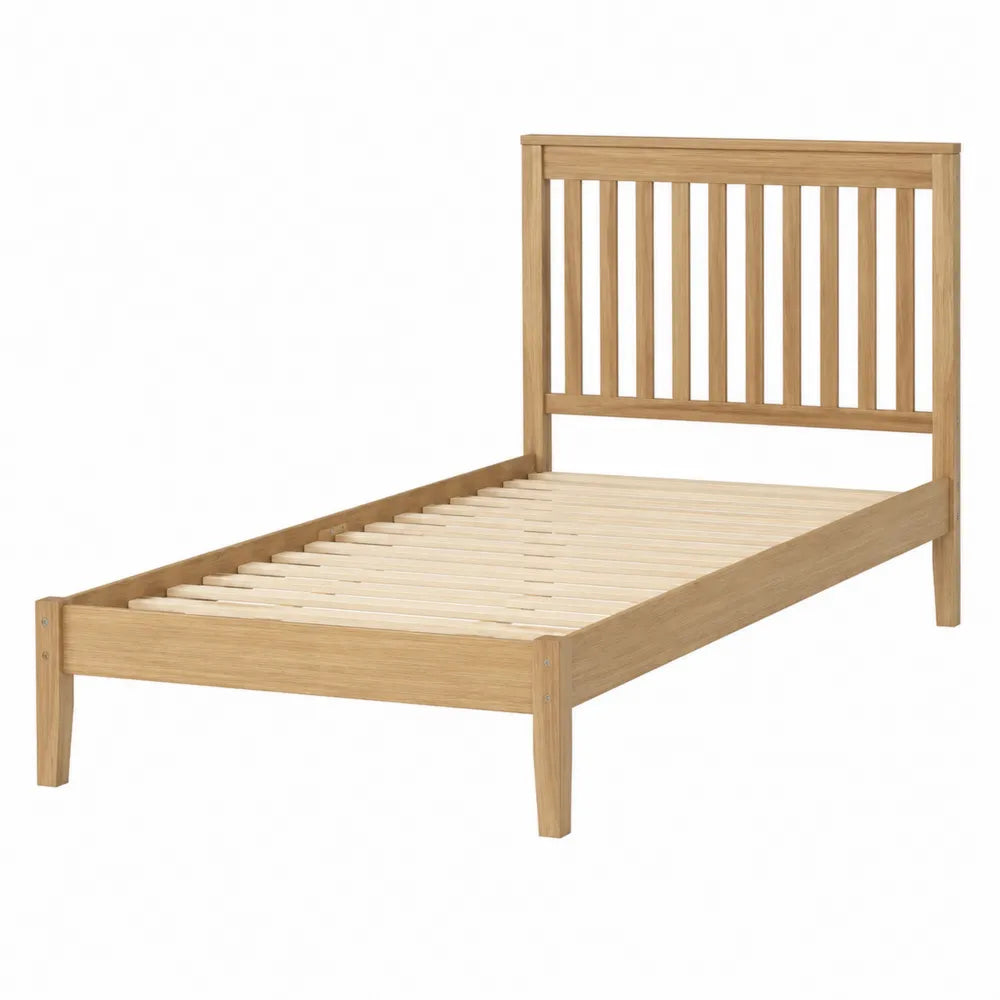 Letto singolo in legno di quercia naturale 200x90 cm