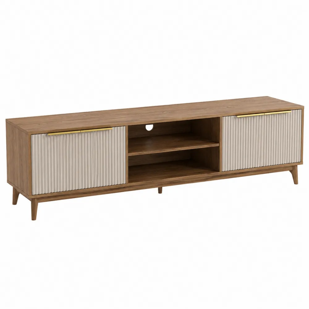 Mobile TV in legno e MDF con ante bianche 180x40x50 cm