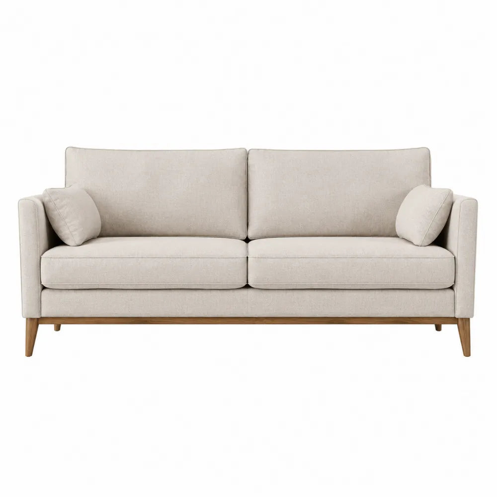 Divano a 3 posti in legno di quercia con tessuto beige
