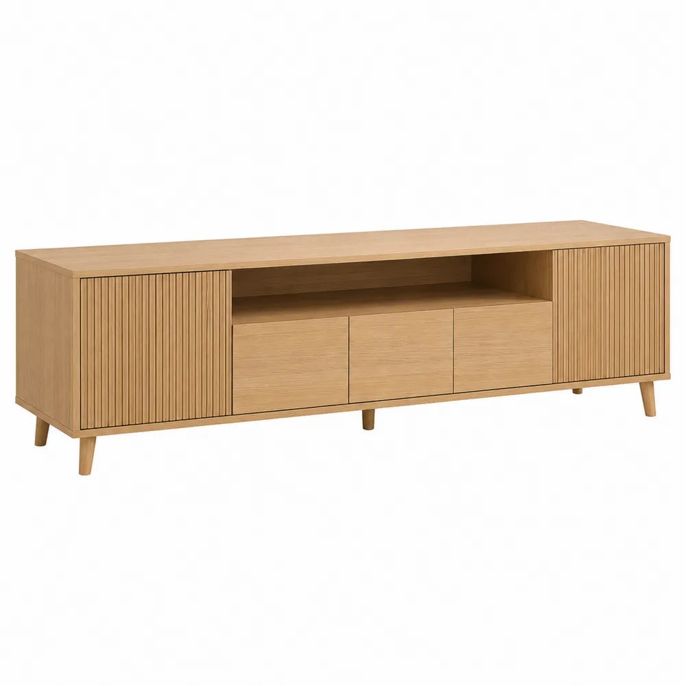 Mobile TV in legno con ante e ripiani 180x40x50 cm